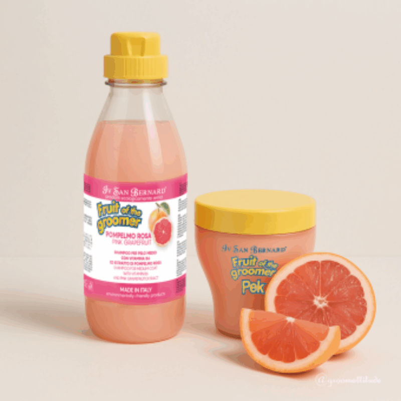 iv san bernard fruit of the groomer pink grapefruit shampoo og mask sæt
