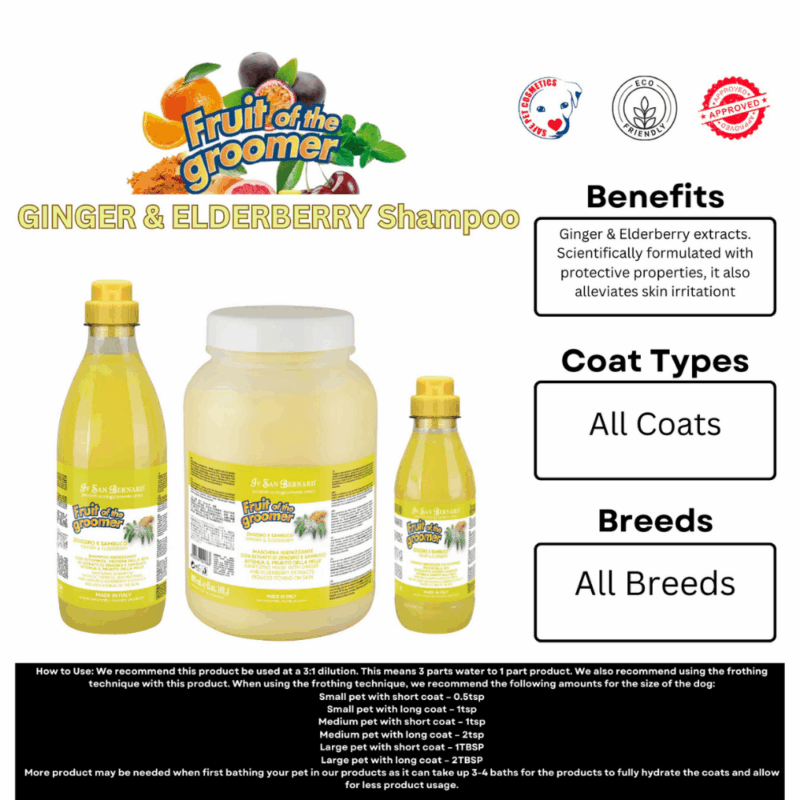 iv san bernard fruit of the groomer ginger elderberry shampoo og mask sæt - Billede 3